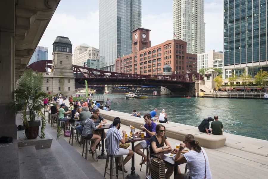 A cafe on Chicago's Riverwalk