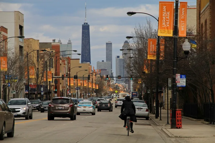 Looking east on Chicago Avenue in Ukrainian Village